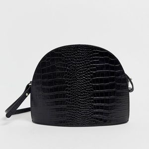 Vagabond Black Croc-Embossed Crossbody Bag